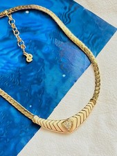 Christian Dior Vintage 1980s Beige Cream Triangle Bar Crystals Pendant, Necklace