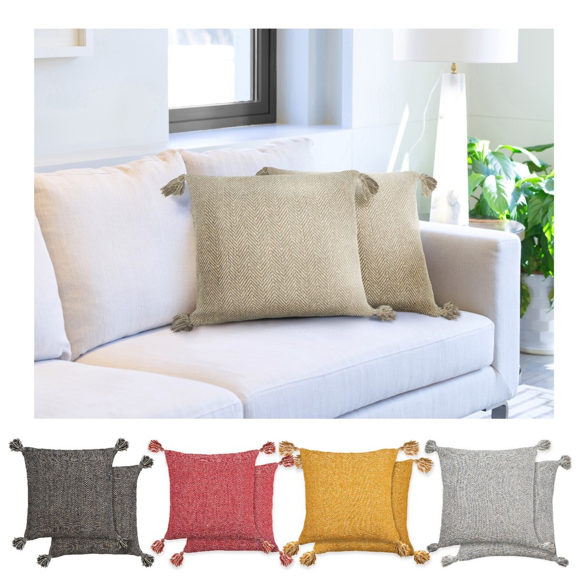 Cushion Covers Throw Two Tone Woven Sofa Pillow Cases 17
