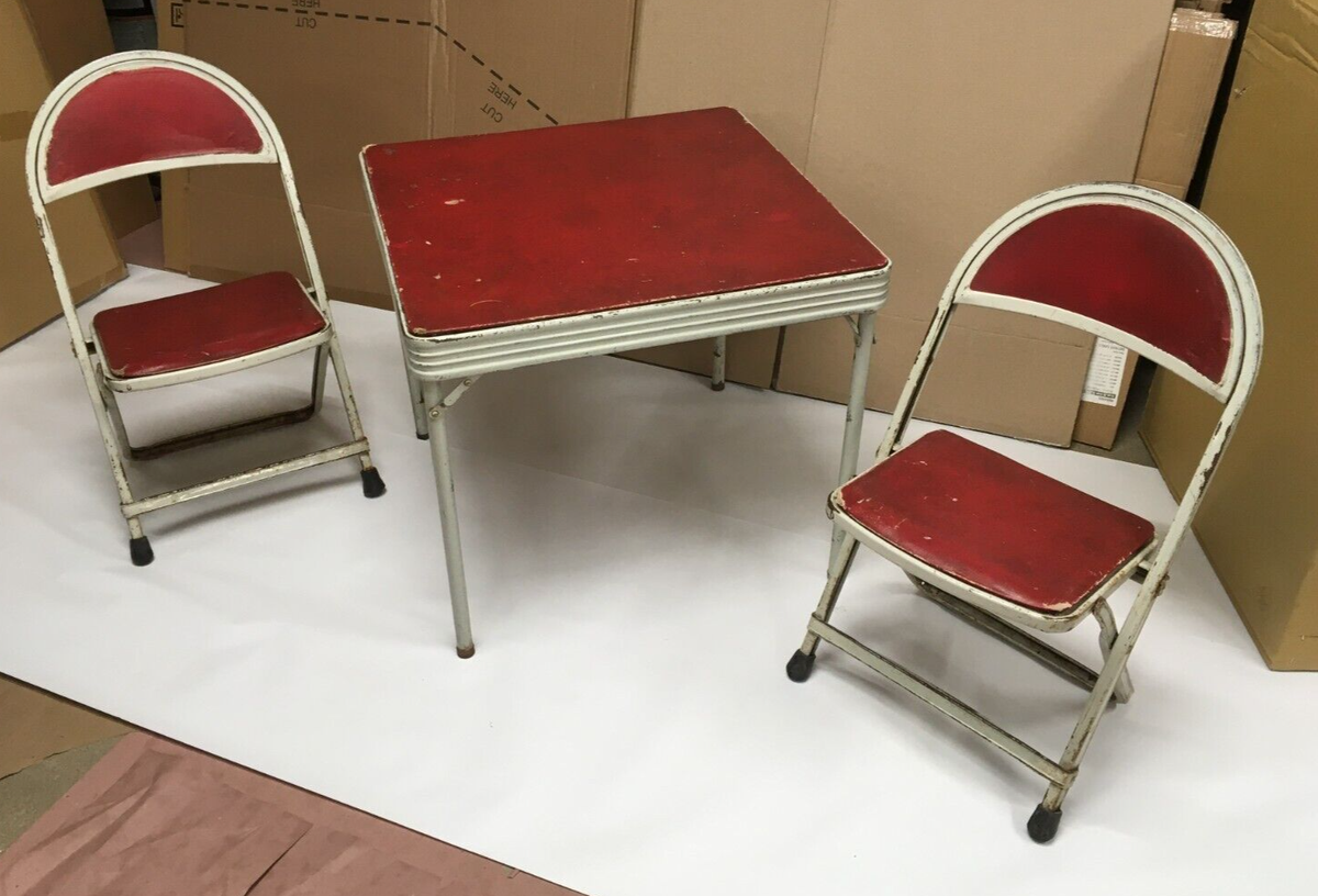 Card Table Vintage Metal Child\\'s Table And Chairs Discount children's card  table and chairs, image size:1200x816