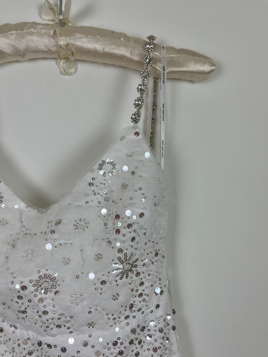 self portrait white beaded sequin maxi dress Cream Floral Sequin Maxi Dress – self-portrait main image 0