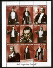 Chad - Bela Lugosi as Dracula - Sheet of 9 Stamps - Scott #7773B - MNH