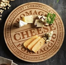 Fromage Engraved Cheese Cutting Board for Kitchen Wooden Chopping Serving Plater