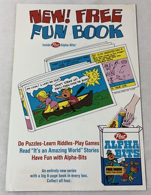1969 POST ALPHA BITS ad page ~ New Free Fun Book