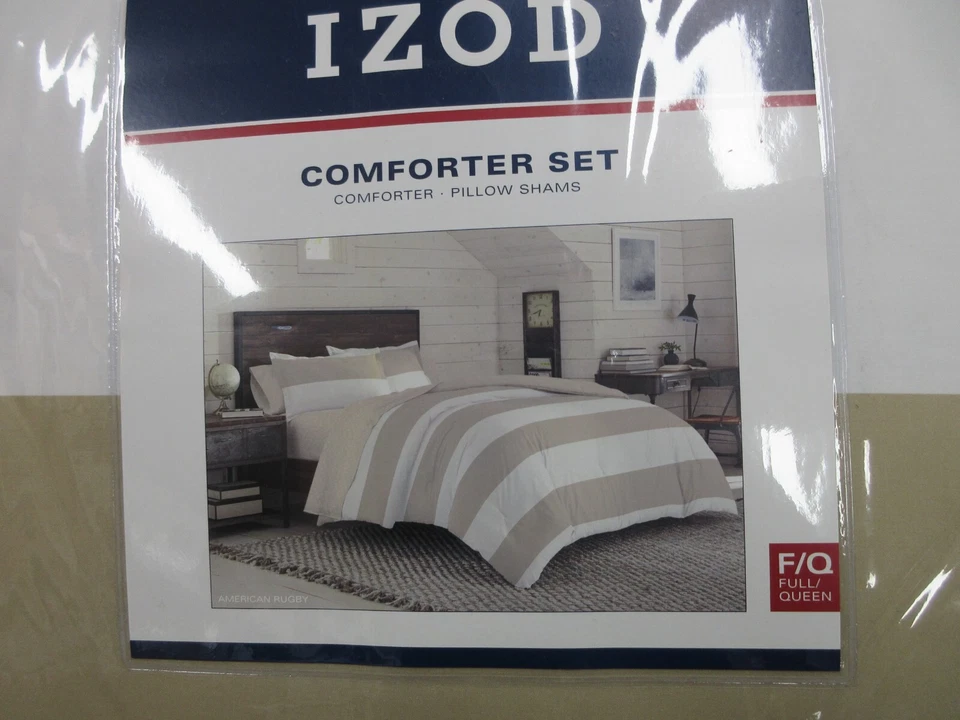 Conjunto de edredom IZOD, RUGBY AMERICANO 2 travesseiros fronha CONJUNTO TAMANHO COMPLETO NOVO EM FOLHA - Imagem 2 de 3