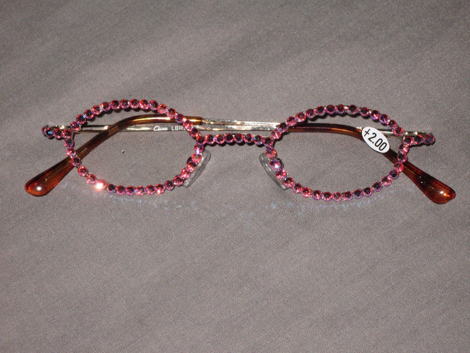 Made with Swarovski Crystal Jeweled Reading Glasses Bling +2.00 Frames