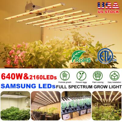 Phlizon 640W 8bar Grow Light Full Spectrum w/Samsung LED Quantum 