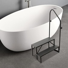 2 Steps Ladder RV Step Mobile Home Stairs w/ Handrails for Travel Trailer Camper