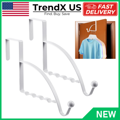 Over the Door Clothes Hanging Bar Rack Valet Hanger, Space Saver Hook Organizer