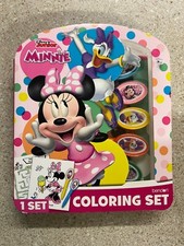 Disney Junior Minnie Mouse Coloring Set 20 Page Pad 5 Character Crayons NEW