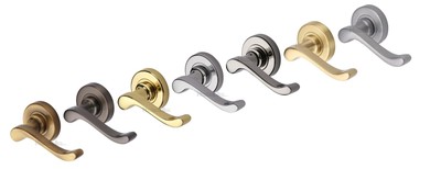 Heritage Brass V3010 Door Handle Lever Latch on 53mm Round Rose Bedford Design