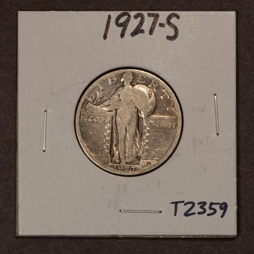 1927-S 25c Standing Liberty Silver Quarter - Good Obv Dets - Value Coin - T2359