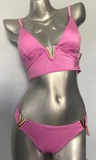 Victoria's Secret Nwt Berry Gelato Gold V Long Bikini Top & Bottom Swim Set XL