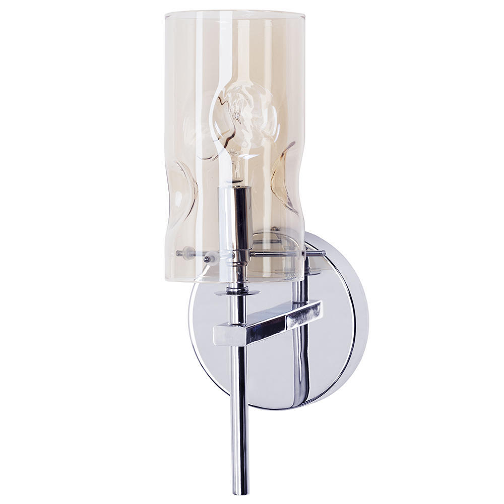 Visconte Monet Wall Light 1 Arm With Champagne Tint Glass Shade- Polished Chrome