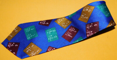 DESIGNS BY A. ROGERS BLUE/GREEN/BEIGE DIGITS MOTIF POLYESTER TIE - NECK TIES.