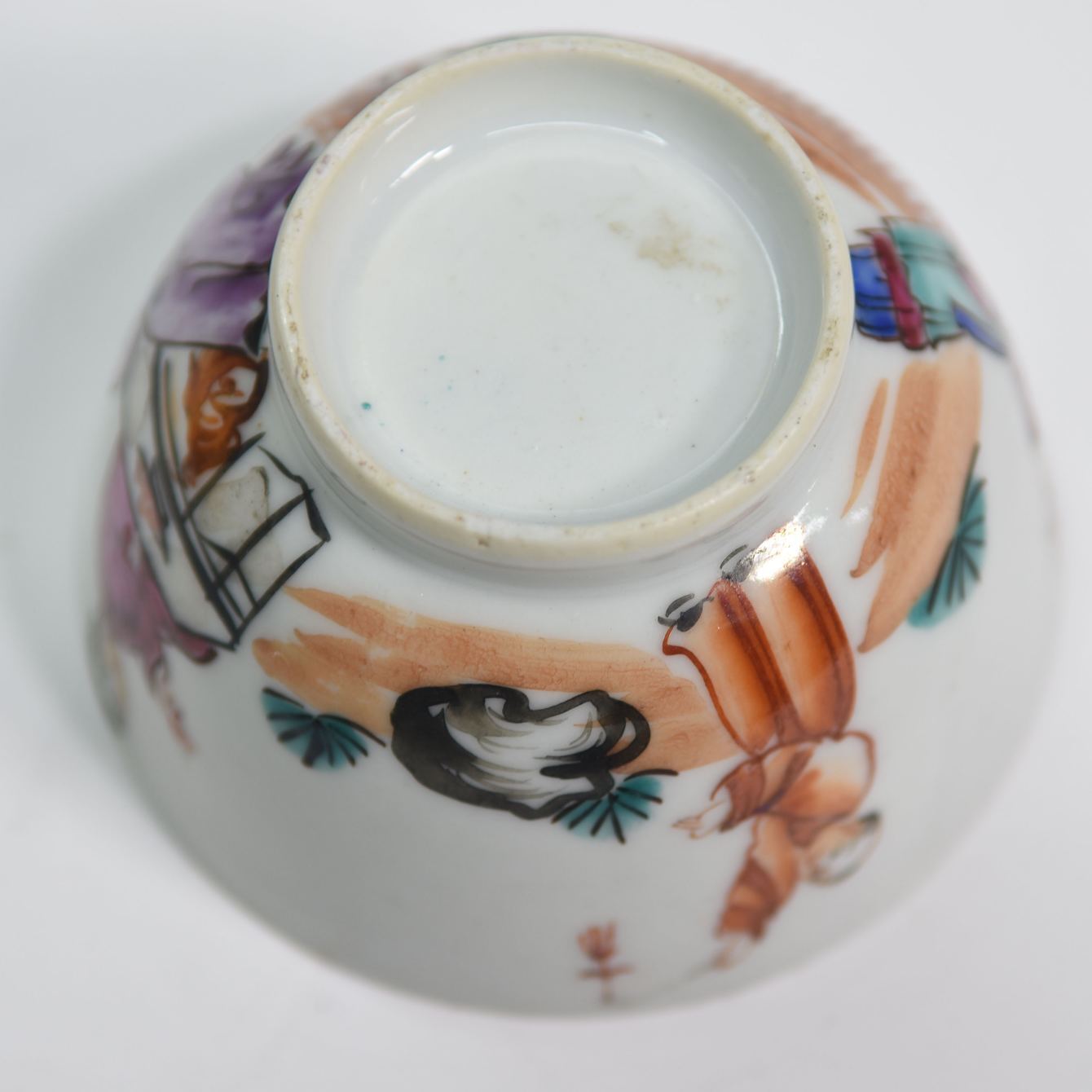 Tasse soucoupe porcelaine Canton personnages geisha pagode Chine fleurs 19è
