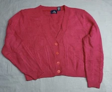 Vintage OBR Pink Lambswool Angora Blend Cardigan  Sz S Loose Fit