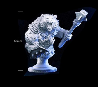 60mm resin bust figures Model Fantasy Polar Bear Warrior unassembled unpainted