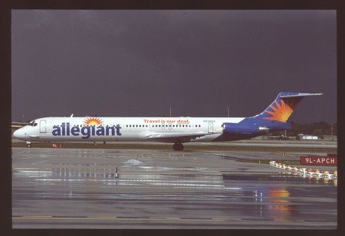 Orig 35mm airline slide Allegiant Air MD-83 N876GA