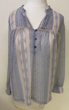 Anthropologie Dolan Blouse Sheer Light Striped Peasant Cottagecore Office Shirt