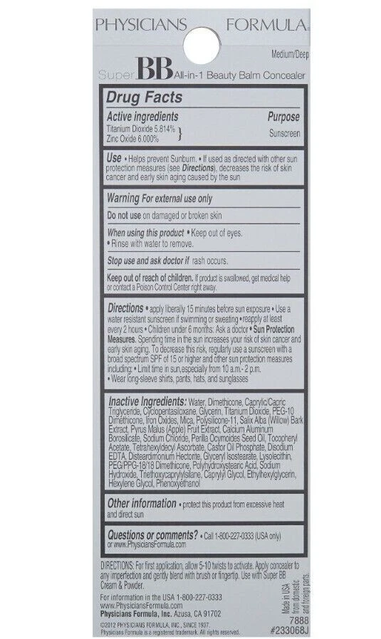 Physicians Formula Super BB All-in-1 Beauty Balm Concealer SPF 30 Light/Medium 4 - Image 4 of 4