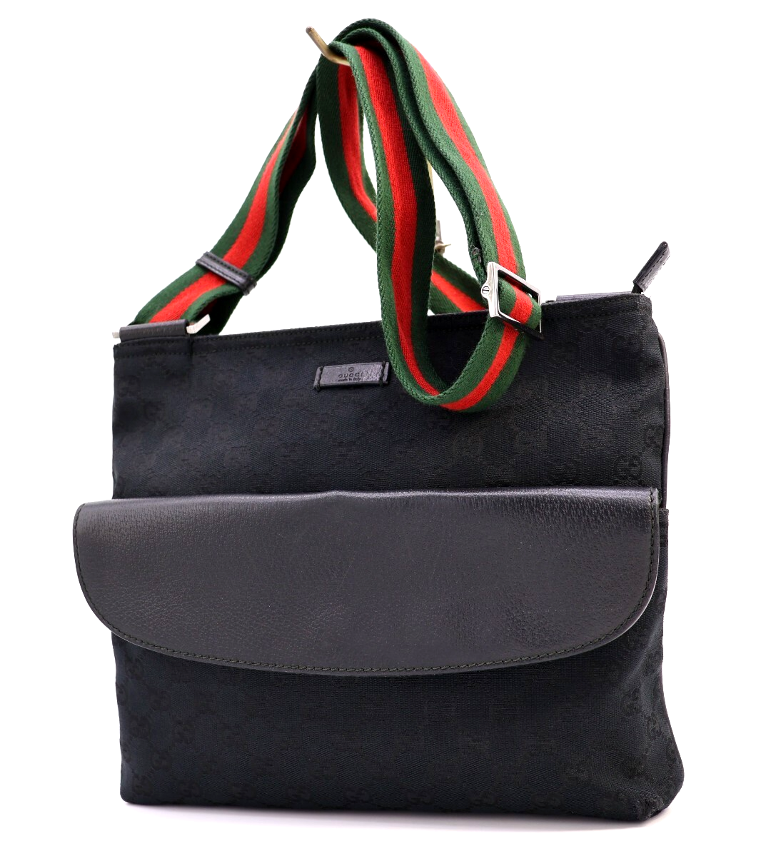 Gucci Sherry GG Canvas Black Crossbody Shoulder Bag Purse 256100 Authentic-image