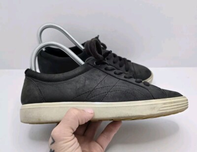 Ecco | Soft 7 black leather sporty tennis prep low-top sneakers | WMS 5