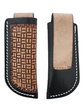 4" Leather Knife Sheath Western Basketweave Tooled Belt Loop – Sheath Only