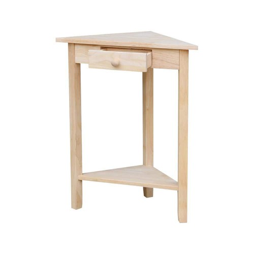 International Concepts Corner End Table Unfinished Solid Wood Open Storage - Picture 8 of 12