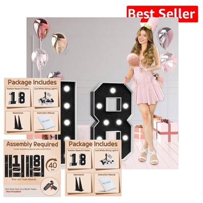 Dazzling 3ft Light-Up Number 18: Perfect for Birthday or Anniversary Parties