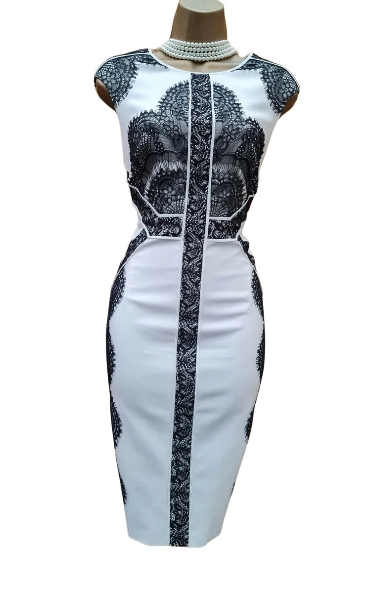 Karen millen black and white outlet dress