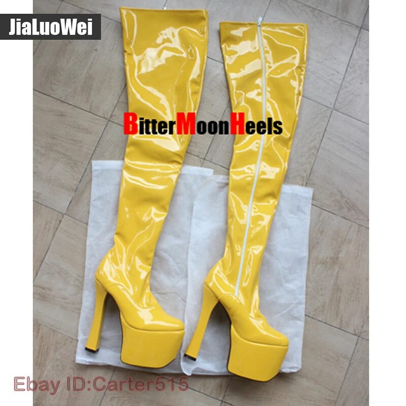 US 12 Women Dance Over Knee Thigh Boots 20CM High Heel Platform Drag Queen Shoes - Image 4 of 4