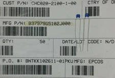 B37979G5102J000 EPCOS CAP CER 1000PF 50V NP0 RADIAL 50 PIECES