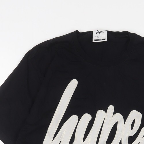 Hype Mens Black Cotton T-Shirt Size L Crew Neck - Logo, Embroidered - Picture 3 of 10