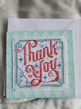 Shimmery Thank-you Cross Stitch Card completed for you 💜 Frameable