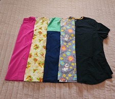 Medical Scrub Tops Women's Size XL Lot of 5 Assorted Colors Styles