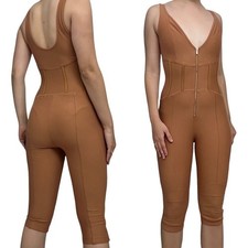 House of CB Bodysuit Fitted Jumpsuit Romper Corset Brown Sexy Going Out Small