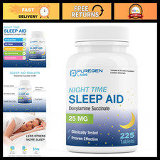 Doxylamine Succinate 25mg Sleep Aid Non-Habit Forming 225 Tablets Made in