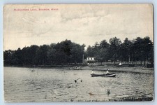 1911 Sharon Massachusetts MA Vintage Postcard Massapoag Lake Canoe Boat Posted