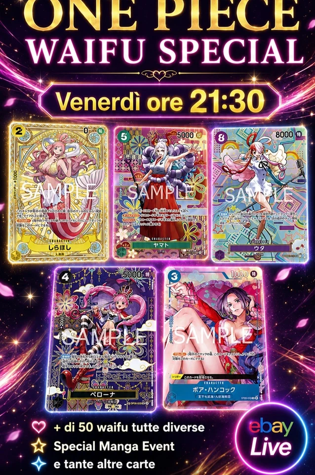 ONE PIECE - ASTE 1€ -  WAIFU SPECIAL 50 CARTE  - MANGA EVENT + GRADATA