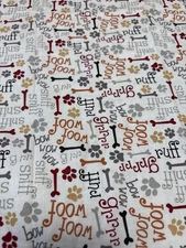 Dog-Themed Cotton Fabric 17"x 44" with Paw Prints & Bones Pattern for Sewing