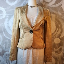 VTG KAY UNGER Gold Damask Animal Print Blazer Jacket Evening Wmns Sz 8 ClassCore