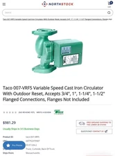 Taco Brand Pump/Cartridge Circulator  0070-VRF5-IFC BRAND NEW IN BOX 