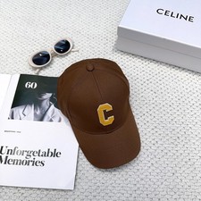 Celine C Patch Baseball Cap Brown Unisex Fabric NEW