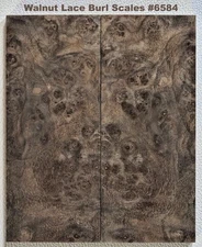 Beautiful Stabilized Claro Walnut Lace Burl scales #6584, 6 3/8 x 2 5/8 x 7/16+"