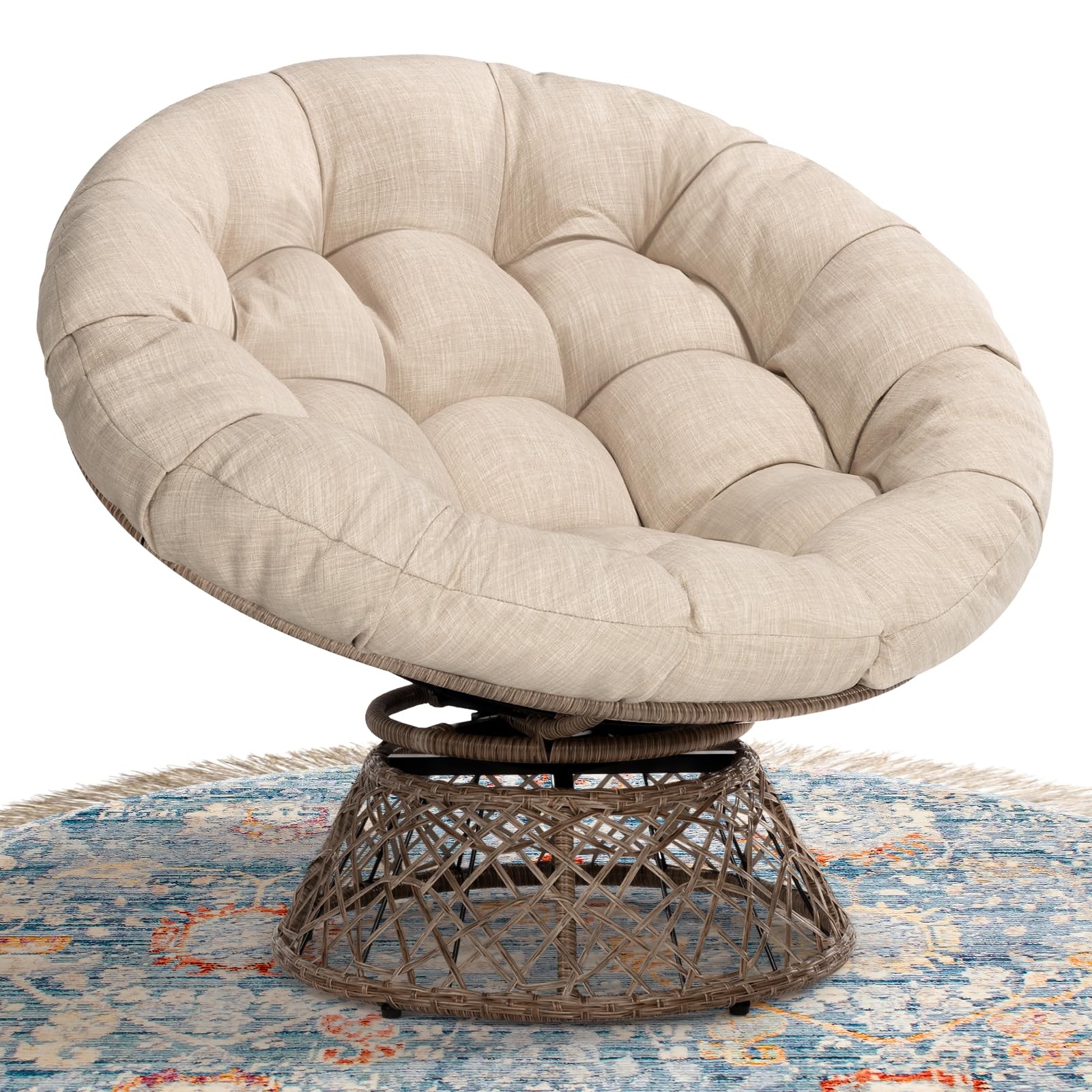 40-Inch Ergonomic Wicker Papasan Chair with Plush Cushion for Ultimate Comfort