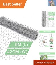 Galvanized Chicken Wire Mesh 42CM x 8M - Durable 1-Inch Pet & Garden Barrier 2.50 per metre