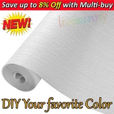 57M White Paintable Wallpaper Textured Non-Woven Fabric Plain Color Wallpaper UK