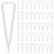 100 PCS White Neck Ribbon Lanyard With Snap Clips For Blank Award Medals