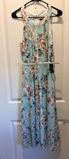 Tommy Hilfiger Women s Long Floral Sleeveless Dress Size 4 Lt Green, Peonies NWT