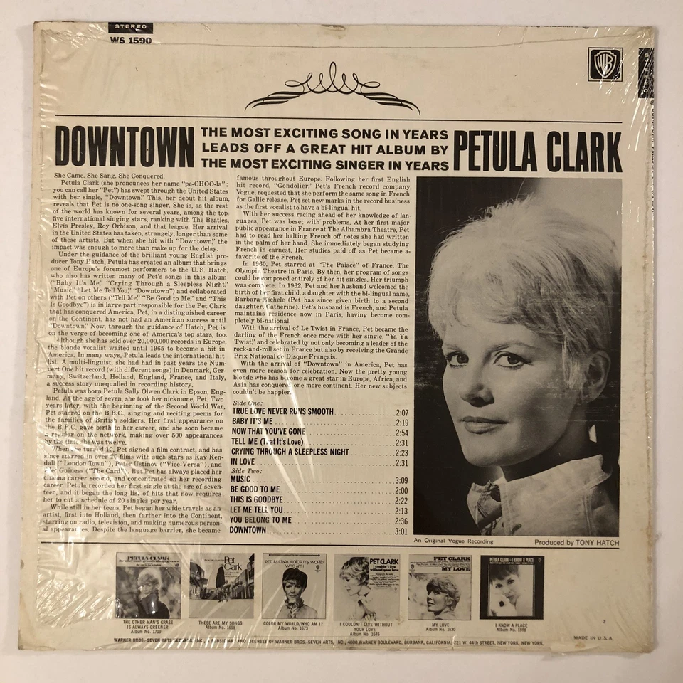 Petula Clark, Downtown, Vinyl LP, Warner 1966, VG/VG+, WS 1590 US Import - Image 2 of 4